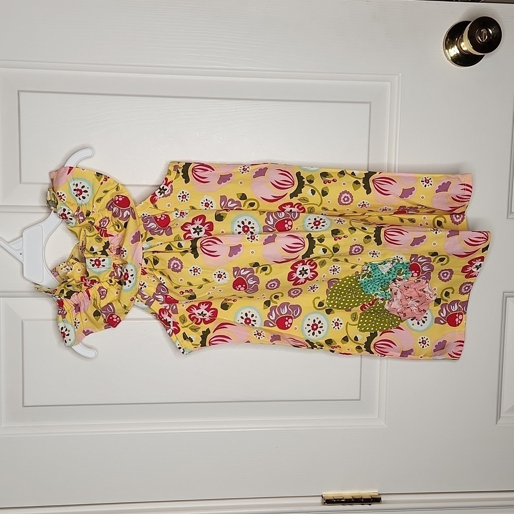 Jelly the Pug Bunnies & Bows Neck Ruffle Dress with Flower Size 4 NWT